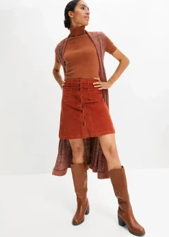 Stretch-Cordrock mit Knopfleiste