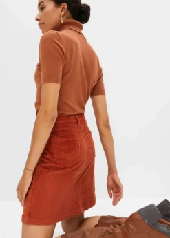 Stretch-Cordrock mit Knopfleiste