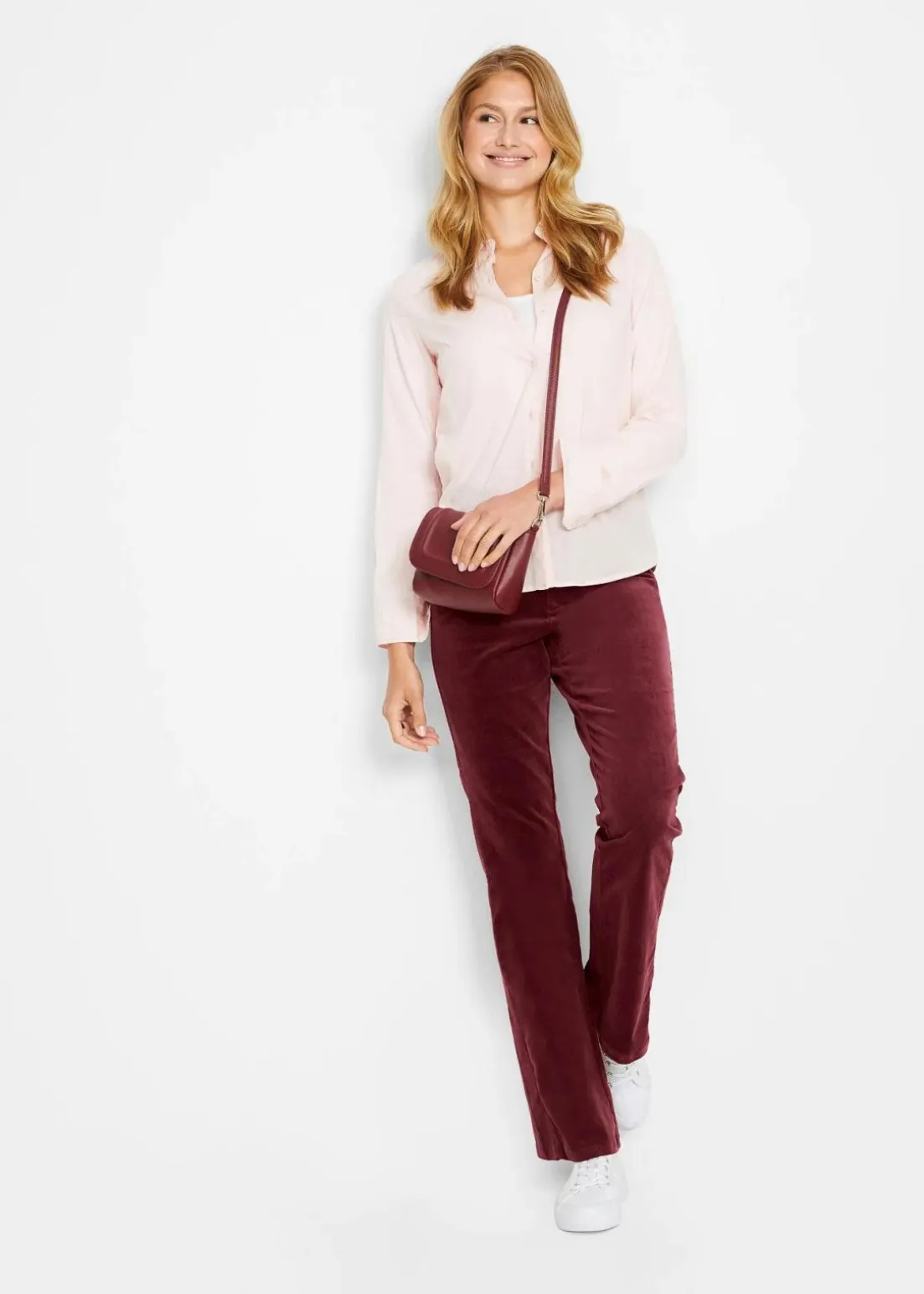 Stretch-Cord-Schlaghose mit High-Waist-Bequembund