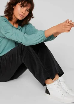 Stretch-Cord-Schlaghose mit High-Waist-Bequembund