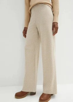 Stretch-Hose mit Hahnentrittmuster, Wide leg