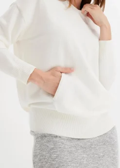 Strick-Hoodie mit Kängurutasche aus Viskose-Mix