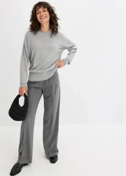 Strick-Hoodie mit Kängurutasche aus Viskose-Mix