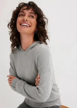 Strick-Hoodie mit Kängurutasche aus Viskose-Mix