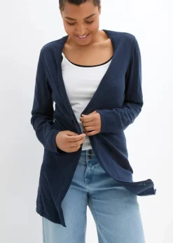 Strickjacke aus reiner leichter Baumwoll-Slub Qualität