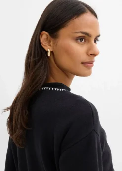 Strickjacke aus Wollmix mit Kontrastdetails