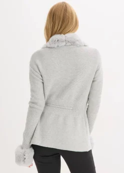 Strickjacke mit abnehmbarem Fellimitat