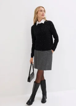 Strickjacke mit Glitzersteinchen