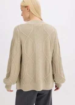 Strickjacke mit Zopfmuster