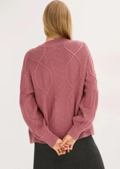 Strickjacke mit Zopfmuster