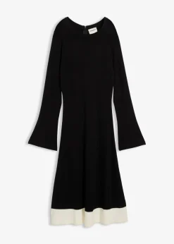 Strickkleid aus Viskose-Mix mit Kontrastdetails