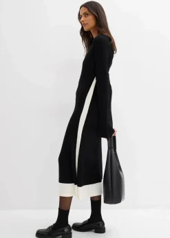 Strickkleid aus Viskose-Mix mit Kontrastdetails