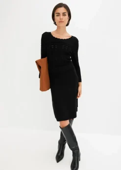 Strickkleid mit Ajourmuster