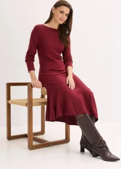 Strickkleid mit asymmetrischem Saum aus Baumwolle und Kaschmir