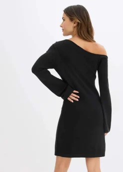 Strickkleid mit Blumen-Applikation