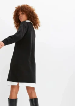 Strickkleid mit Blusen-Einsatz