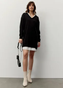 Strickkleid mit Blusen-Einsatz