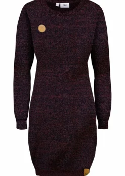 Strickkleid mit Lederimitat-Details