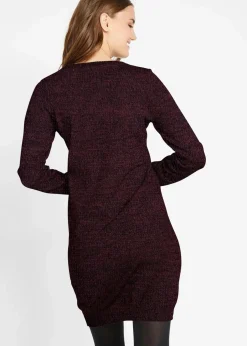 Strickkleid mit Lederimitat-Details