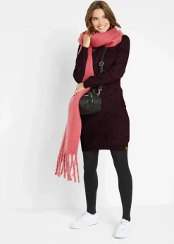 Strickkleid mit Lederimitat-Details