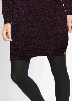 Strickkleid mit Lederimitat-Details