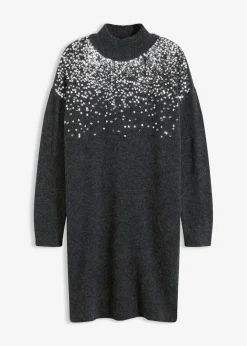 Strickkleid mit Pailletten-Applikation