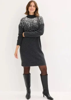 Strickkleid mit Pailletten-Applikation