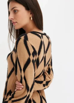 Strickkleid mit Rautenmuster aus Federgarn