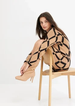 Strickkleid mit Rautenmuster aus Federgarn