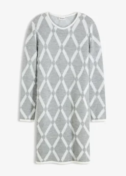 Strickkleid mit Rautenmuster aus Federgarn