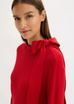 Strickkleid mit Schleife aus softem Viskose-Mix