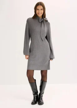 Strickkleid mit Schleife aus softem Viskose-Mix
