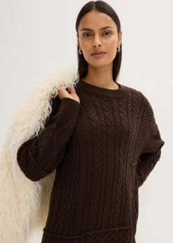 Strickkleid mit Zopfmuster