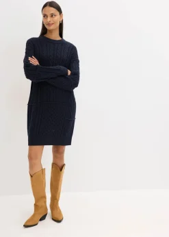 Strickkleid mit Zopfmuster