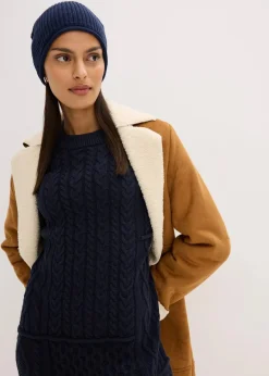 Strickkleid mit Zopfmuster