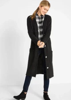 Strickmantel mit aufgesetzten Taschen