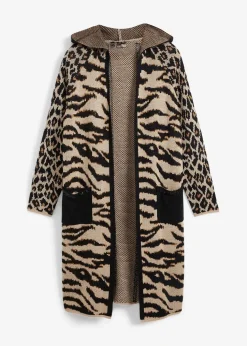 Strickmantel mit Pailletten und Kapuze