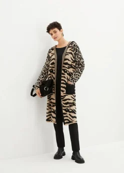 Strickmantel mit Pailletten und Kapuze