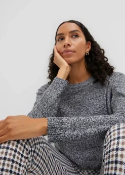 Strick-Pullover mit Rundhals-Ausschnitt in Melange