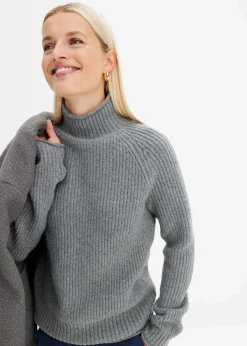 Strickpullover mit Stehkragen