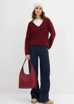 Strickpullover mit tiefem V-Ausschnitt