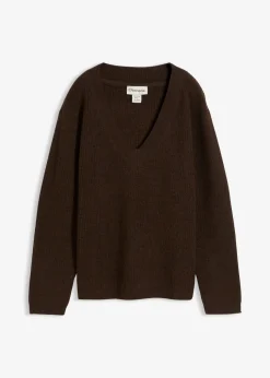 Strickpullover mit tiefem V-Ausschnitt