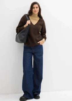 Strickpullover mit tiefem V-Ausschnitt