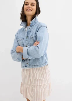 Stufenrock aus luftigem Leinen-Mix