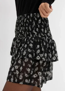 Stufenrock aus strukturiertem Crinkle