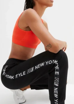 Sweathose mit Bündchen und Statement-Druck