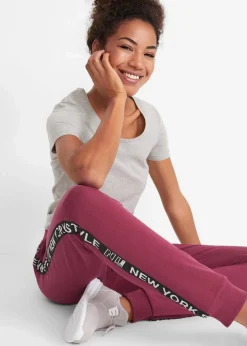 Sweathose mit Bündchen und Statement-Druck