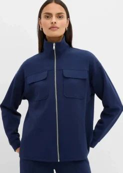 Sweatjacke aus leicht glänzendem Viskose-Mix