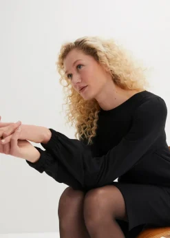 Sweatkleid mit Ballonärmeln und Schlitz