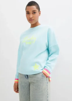 Sweatshirt mint bunten Bündchen